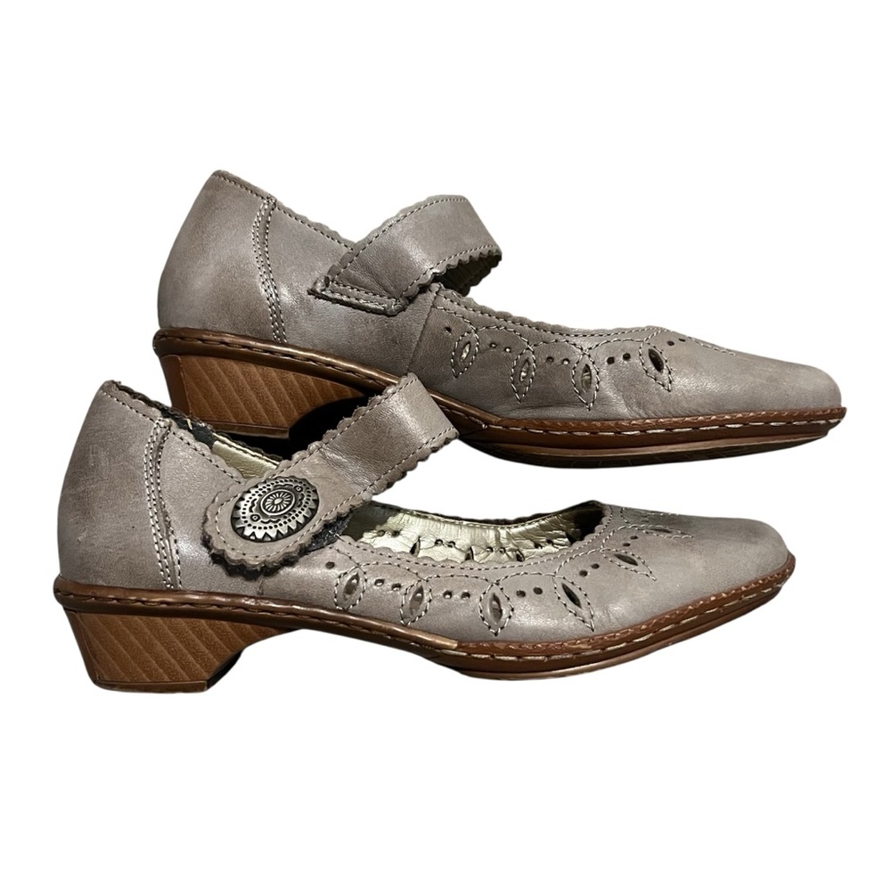 Rieker Gray Brown Derby Sandal Flat Size 5.5 - Picture 1 of 6